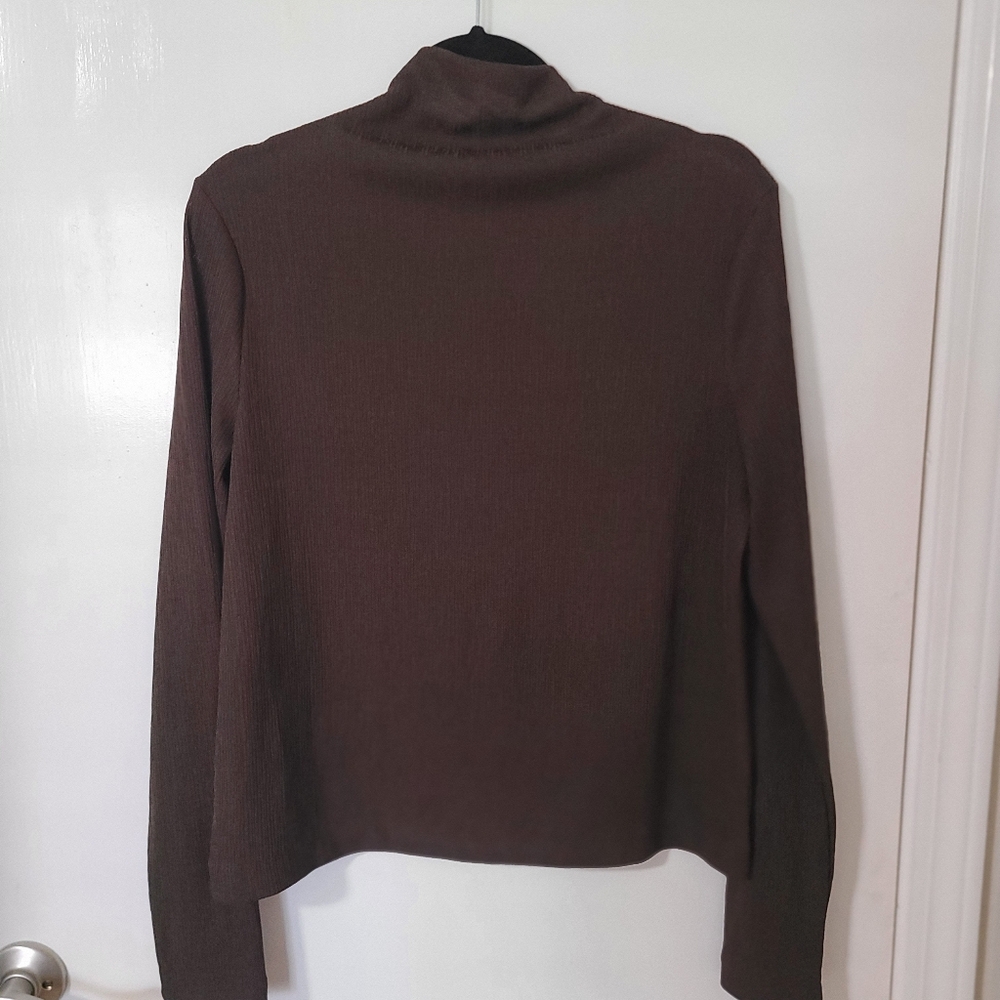 Chocolate mock Neck Elegant Brown Women's Sweater